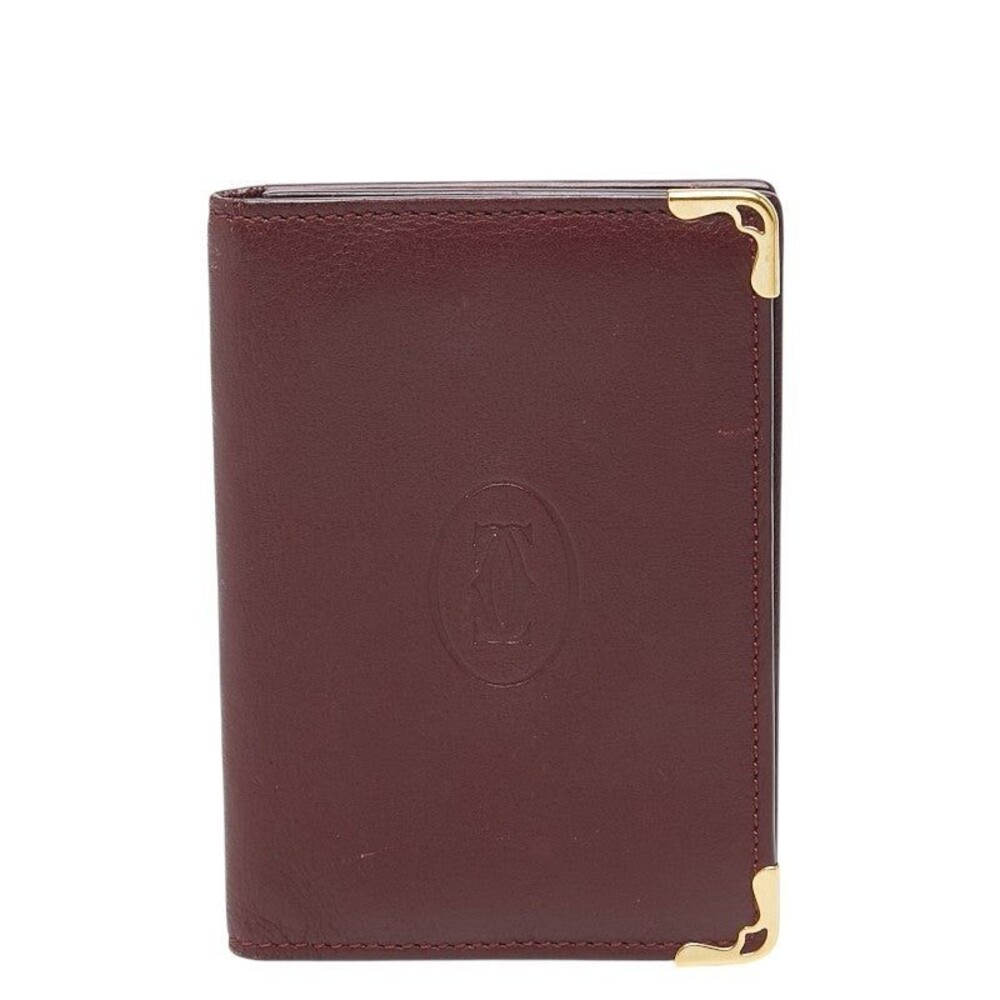 Cartier Leather Must Line Card Case Burgundy